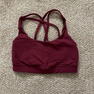 Crisscross Back Sports Bra - Burgundy